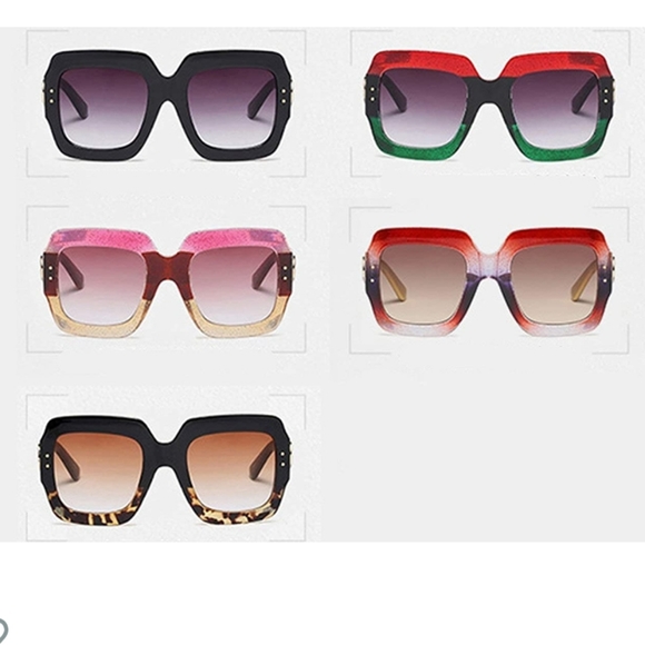 Square Colorblock Glitter Sunglasses - Picture 15 of 16
